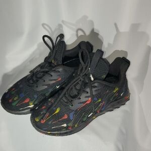 SOULFENG Black Kids' Sneakers with Colorful Paint-Splash Accents - Sz US 4-4.5